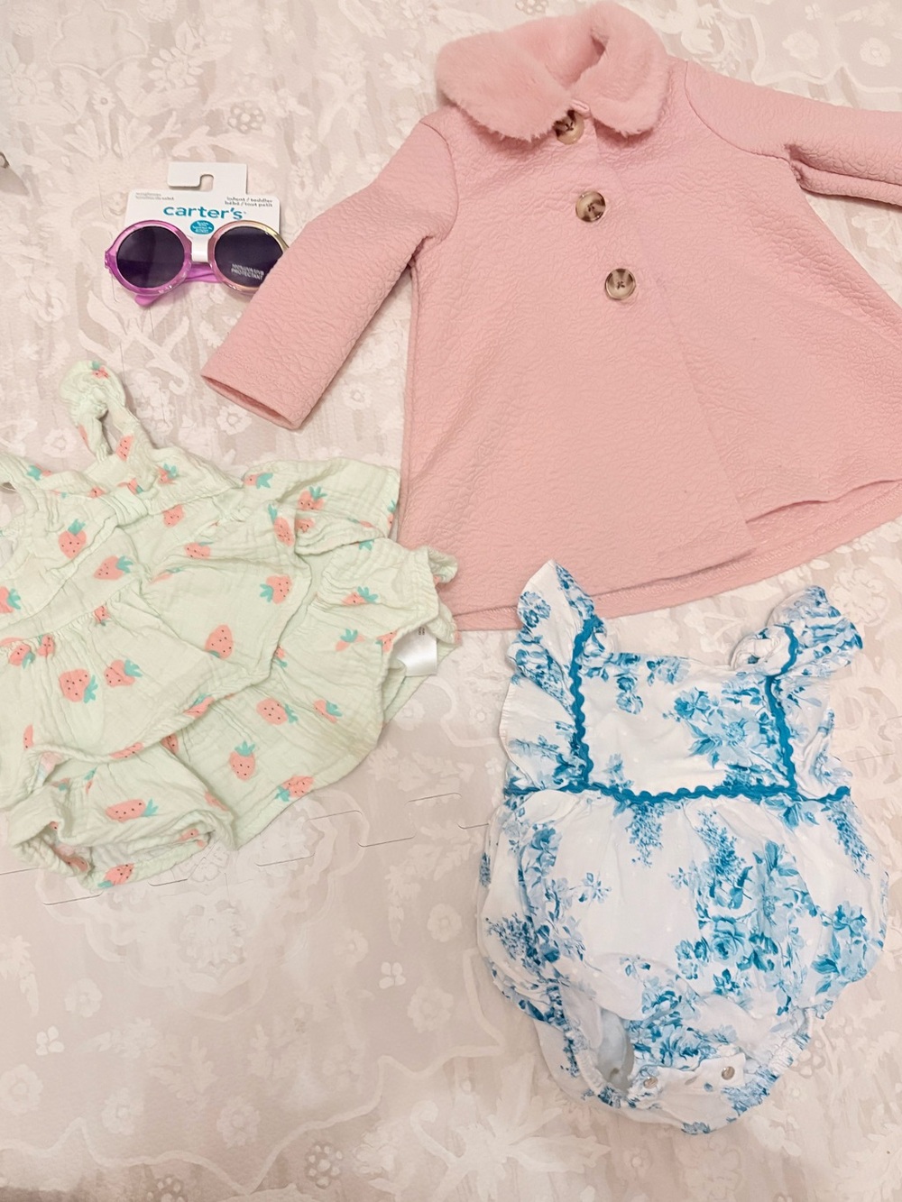 Girls 3/6 month Bundle: Katie M, Koala, Pippa & Julie, Dresses,Jacket, Sunglasse